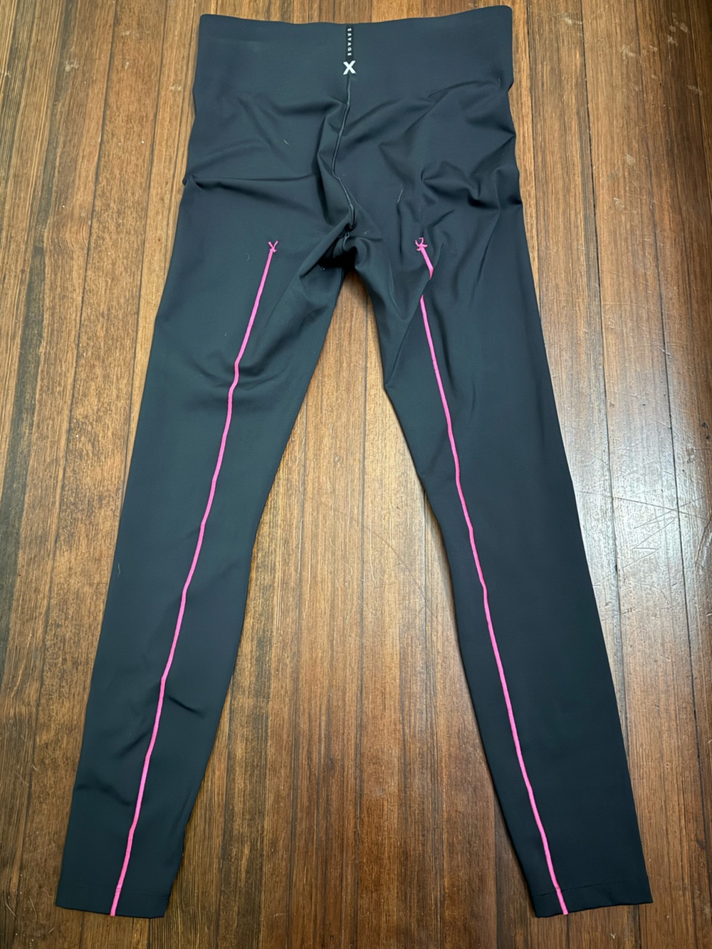 Savage X Fenty Black Leggings with Pink Piping